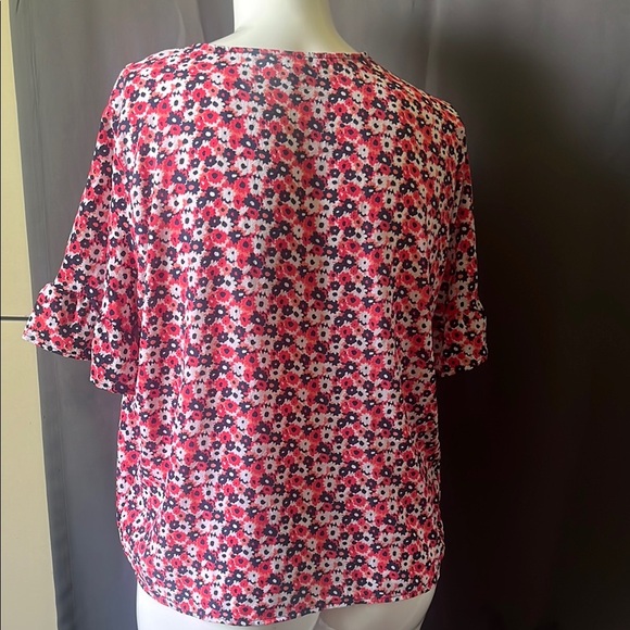 Michael Kors White and Pink Short Sleeve Blouse Size XL - Picture 6 of 7